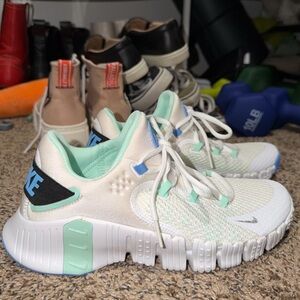 Nike White and Light Green Athletic Shoes